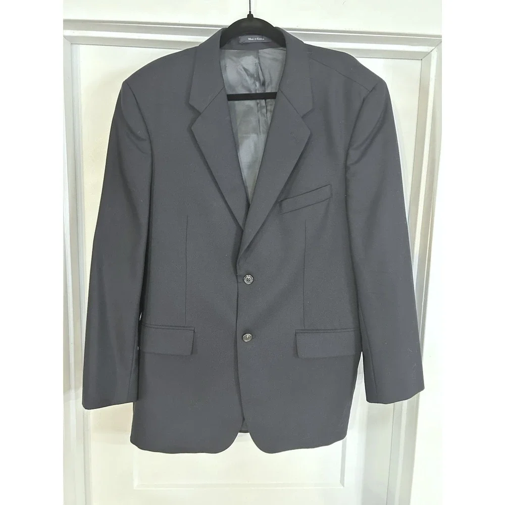 Ralph Lauren Mens 42R Navy Blue 100% Wool Blazer Sport Coat Made Canada Preppy